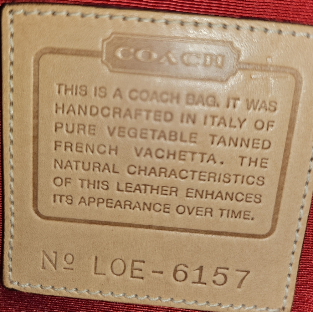 Coach Tan Leather Bag with Signature Embossed Detail